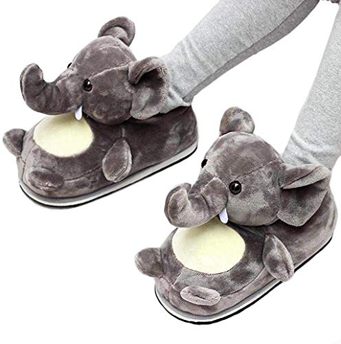 QAQA De Manera de Las Mujeres Zapatilla Animal, Invierno Caliente del Elefante/Jirafa/Koala/hámster/Conejo de Pelo, Lana Unisex Adulta Felpa de la Historieta Zapatos caseros