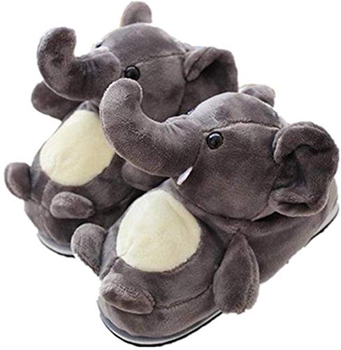 QAQA De Manera de Las Mujeres Zapatilla Animal, Invierno Caliente del Elefante/Jirafa/Koala/hámster/Conejo de Pelo, Lana Unisex Adulta Felpa de la Historieta Zapatos caseros