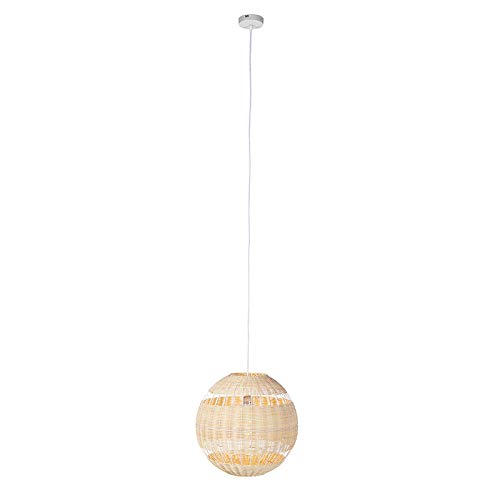 QAZQA Art Déco Lámpara colgante rústica mimbre - RATTAN Ratán/Bamboo Redonda Adecuado para LED Max. 1 x 40 Watt