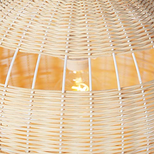 QAZQA Art Déco Lámpara colgante rústica mimbre - RATTAN Ratán/Bamboo Redonda Adecuado para LED Max. 1 x 40 Watt