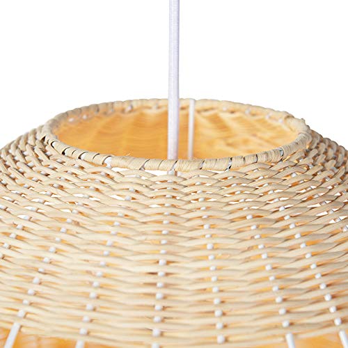 QAZQA Art Déco Lámpara colgante rústica mimbre - RATTAN Ratán/Bamboo Redonda Adecuado para LED Max. 1 x 40 Watt