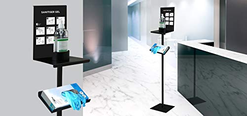 Q&B Grafiche - Dispensador de gel desinfectante para tiendas y empresas TOT10-G Totem, base de acero para gel con soporte para guantes