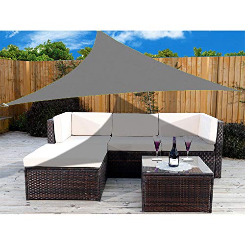 Qdreclod Toldo Vela de Sombra para Patio, Impermeable a Prueba de Viento Toldo de Refugio Canopy Vela protección UV para Exteriores Jardín Terraza 2x2x2m Triángulo Gris