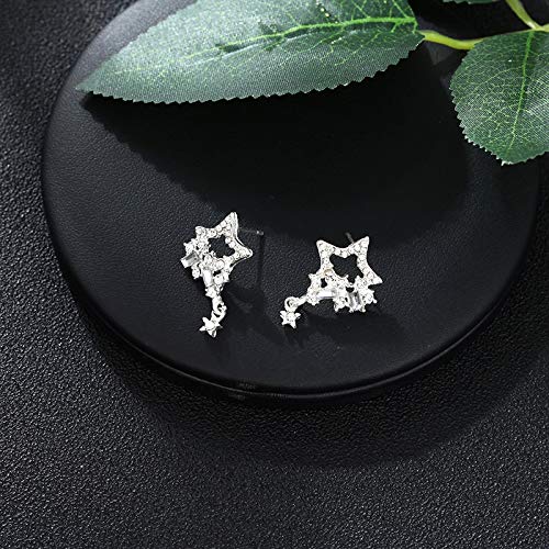 QFJCNZ Pendientes para Mujer Fashion Star Long Tassel Drop Earrings para Mujeres Minimalismo Geométrico Personalidad Crystal Ear Line Shiny Nupcial Accesorio