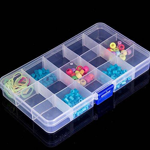 qinlee plástico caja joyas/gancho/piezas/pelo anillo/IP4PILCASCOV PILL Contenedor transparente Organizador Box Clase – Buzón, plástico, 2#, 15 Gitter