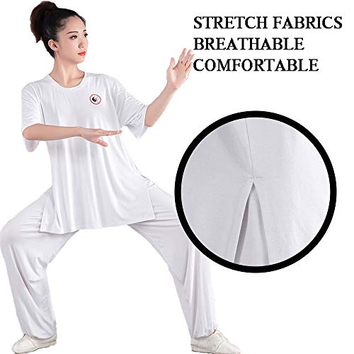 QIQI Mujer Uniforme de Artes Marciales,Zen Traje Tradicional Vintage Wing-Chun Shaolin Entrenamiento Meditación Yoga,Blanco,XXL