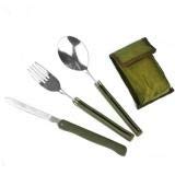 Qiuge Mini Set Vajilla Cuchara Tenedor Cuchillos For Acampar Al Aire Libre De Picnic Portátil Plegable Herramienta Set De Cubiertos De Acero Inoxidable (Color: Verde) (Color : Green)