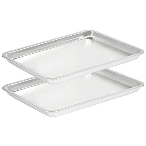 QLOUNI 2pcs Bandejas de Horno Aleación de Aluminio sin Recubrimiento Ideal para Galletas y Repostería (38 * 28cm)