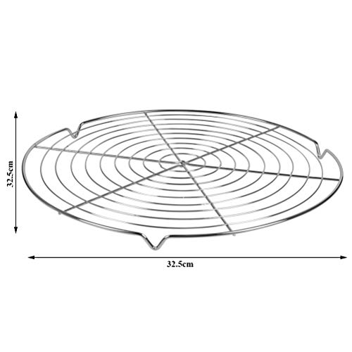 QLOUNI Bastidores de Enfriamiento - Juego de 2 Enfriatartas Rejillas Ronda para Enfriar Bollos, Galletas, Pasteles, Cupcakes, Asar, Hornear, etc (32.5x32.5x1.7cm)