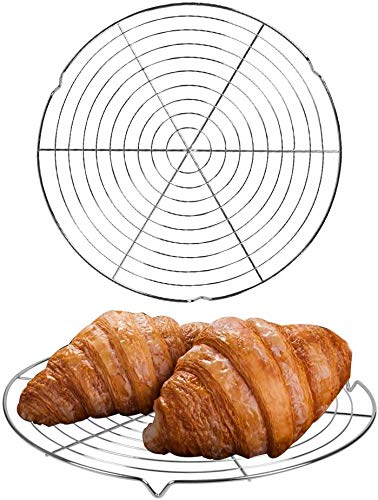 QLOUNI Bastidores de Enfriamiento - Juego de 2 Enfriatartas Rejillas Ronda para Enfriar Bollos, Galletas, Pasteles, Cupcakes, Asar, Hornear, etc (32.5x32.5x1.7cm)