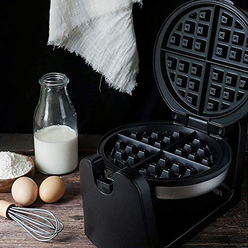 QQW Clásico giratoria antiadherente belga Wafflera Con la bandeja de goteo extraíble y plegable de la manija, hogar de múltiples funciones Wafflera desayuno eléctrico recipiente for hornear