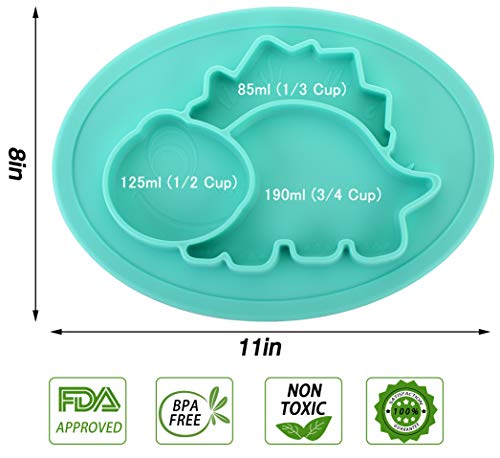 Qshare - Mini plato para bebés de silicona, 100% sin BPA y aprobado por la FDA para niños pequeños, Succión fuerte para la mesa, apto para lavavajillas