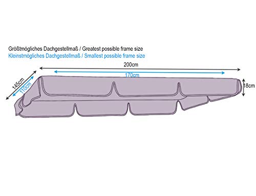 Quick-Star Techo de repuesto para un columpio de porche 3 plazas Gris Pardo UV 50 cubierta de reemplazo techo solar columpio techo universal
