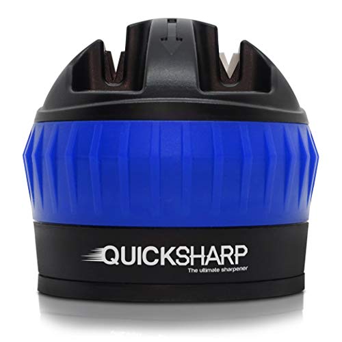 QUICKSHARP® Afilador de Cuchillos - El Mejor Afilador para su Seguridad - con Ventosa de Succión para resultados Precisos en un Simple paso (Negro)