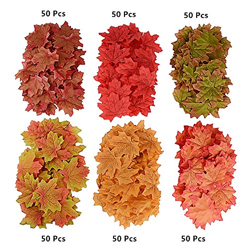 QUMAO- 300 Hojas de Arce Otoño Artificiales Multicolor Decoración para Hogar Boda Fiesta Navidad ect.