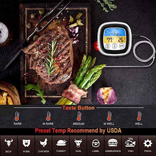 QUMOX Alimentos Termómetro Temperatura de la sonda Cocina Cocina BBQ Carne Kebab Pavo Temporizador