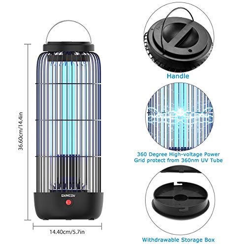 Qxmcov  Lámpara Antimosquitos Electrico, 60m² 13W UV Lámpara Anti Mosquitos Interior con Caja de Recogida y Cepillo Limpio para Mata Mosquitos, Insectos, Polillas, Moscas, Efecto