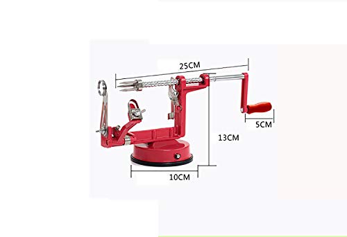 QYHSS Peladora de Manzana, Peladora de Frutas 3 en 1, Máquina de Frutas y Verduras de Patata, Máquina de pelar, Fruta y verdura multifunción de Acero Inoxidable, Ventosa Fuerte (roja)