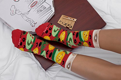 Rainbow Socks - Pizza MIX Italiana Hawaiana Vegetariana Mujer Hombre - 4 pares de Calcetines - Tamaño 36-40