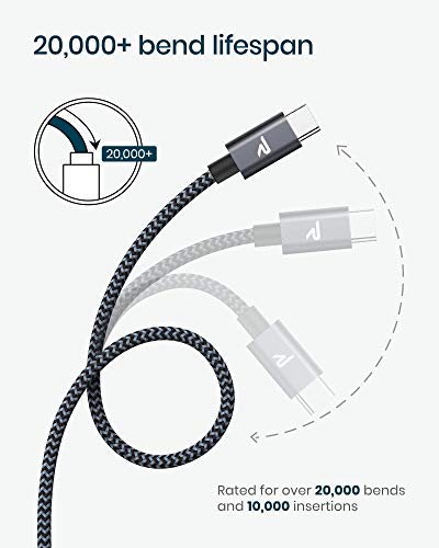 RAMPOW Cable USB Tipo C - Cable USB C a USB 3.0 Carga Rápida y Sincronización - Cable Tipo C Compatible con Samsung Galaxy, Xiaomi Mi A1/Mi A2, LG, HTC, Sony Xperia XZ y más - 0.2M, Gris Espacial