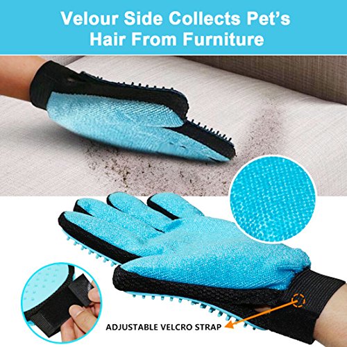 Rantizon Guante de Mascotas, [2 Unidades] Guantes Manopla Masaje con Silicona True Touch Suave Retiro del Pelo y Aparato de Masaje para Perros Mascotas Gatos Masaje Grooming