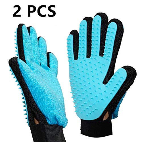 Rantizon Guante de Mascotas, [2 Unidades] Guantes Manopla Masaje con Silicona True Touch Suave Retiro del Pelo y Aparato de Masaje para Perros Mascotas Gatos Masaje Grooming