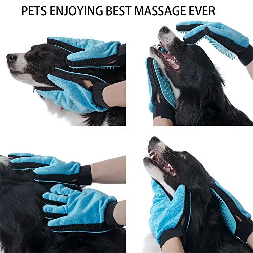 Rantizon Guante de Mascotas, [2 Unidades] Guantes Manopla Masaje con Silicona True Touch Suave Retiro del Pelo y Aparato de Masaje para Perros Mascotas Gatos Masaje Grooming