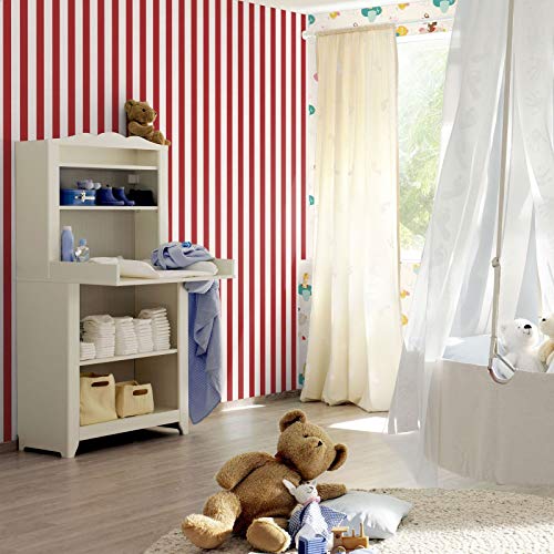 Rasch XVIII 246032 - Papel pintado (10,05 m x 0,53 m), color blanco y rojo