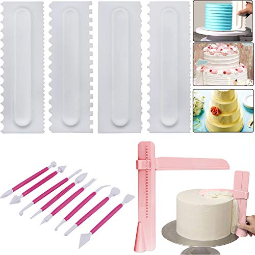 Raspador para Tartas de Pasteles para Decoración de Bordes,Raspador de Crema Pastel Cake Scraper Cake Suave Rascador Decoración Edge Herramienta para Boda Pastel de Cumpleaños Molde de Cocción