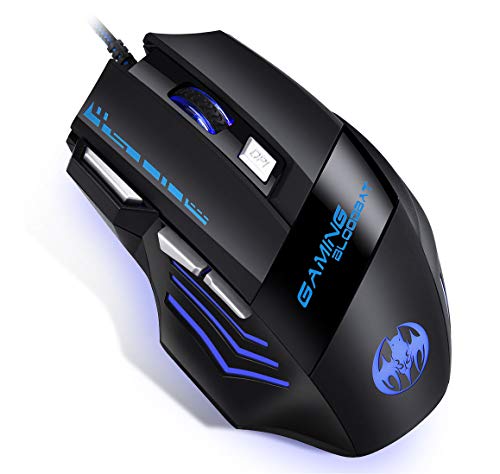 Ratón Gaming[6800DPI]QueenDer Ratón para Juegos Wired Profesional Cable DPI Ajustable 7 Botones Gaming Mouse Compatible con PC Computadora Portátil Windows2000/7/8/10/XP/Vista/Me