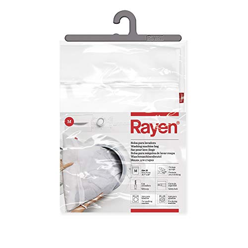 Rayen Lavadora y Secadora lavandería | Funda para Colada con Cremallera | Bolsa Protectora Reutilizable para el Lavado de Ropa | Talla M | 50 x 70 cm | 1 unidad, Blanco