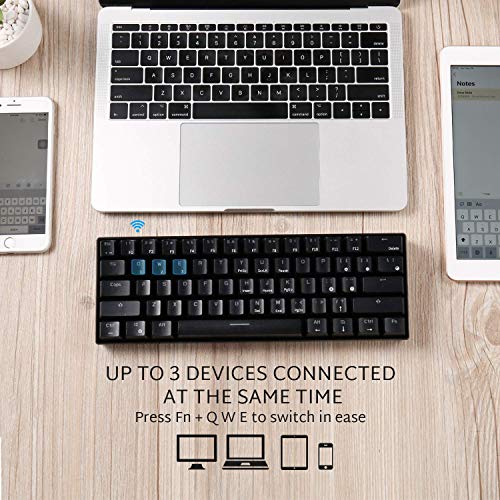 Real Kludge RK61 con cable / inalámbrico Bluetooth 3.0 Multi-Device retroiluminación LED mecánico for juegos / Oficina teclado for iOS, Android, Windows y Mac con batería de litio recargable, interrup