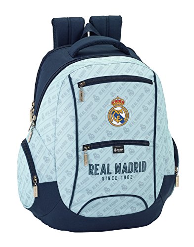 Real Madrid Corporativa Oficial Mochila Tipo Casual, 44 cm, Gris/Azul Marino