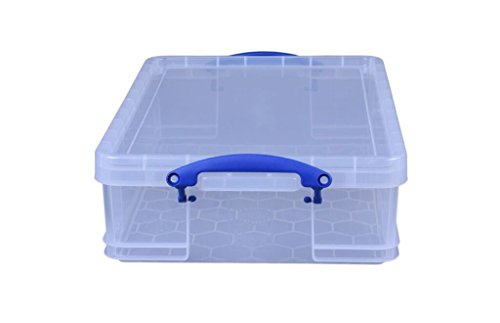 Really Useful - Caja plástica con tapa y asas (400 x 140 x 600 mm), transparente