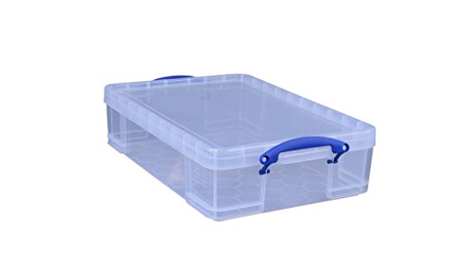 Really Useful - Caja plástica con tapa y asas (400 x 140 x 600 mm), transparente