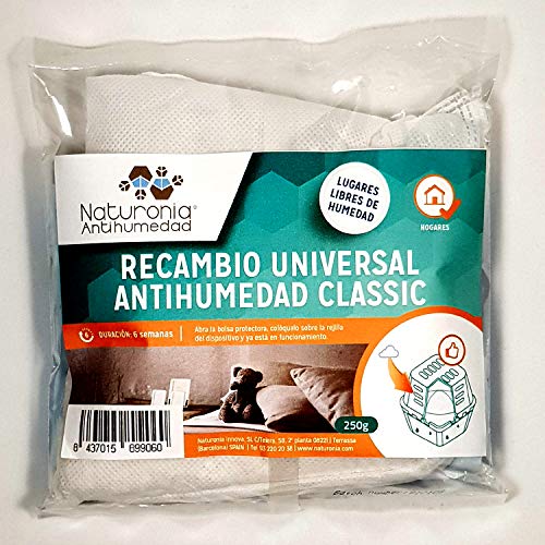 Recambios Antihumedad Bolsa 250gr para Armarios CLASSIC Habitación Ropa Evita Olor Humedades Antimoho - Natural. 6ux250g,