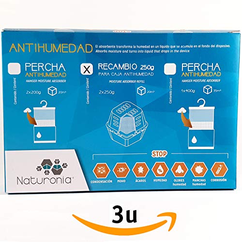 Recambios Antihumedad Bolsa 250gr para Armarios CLASSIC Habitación Ropa Evita Olor Humedades Antimoho - Natural. 6ux250g,