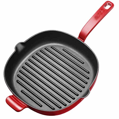 Recipientes para horno Filete de sartén Bandeja Plana de inducción Cocina de inducción Antiadherente Sin Humo 10 Pulgadas de diámetro Cuadrado Hierro Cacerolas (Color : Red)