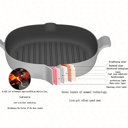 Recipientes para horno Filete de sartén Bandeja Plana de inducción Cocina de inducción Antiadherente Sin Humo 10 Pulgadas de diámetro Cuadrado Hierro Cacerolas (Color : Red)