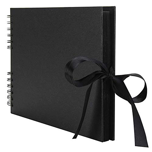 RECUTMS Álbum de Fotos para álbum de Recortes, 80 páginas, DIY Papel para Manualidades, 31,75 x 20,32 cm, para Libro de Invitados, Boda(Negro)