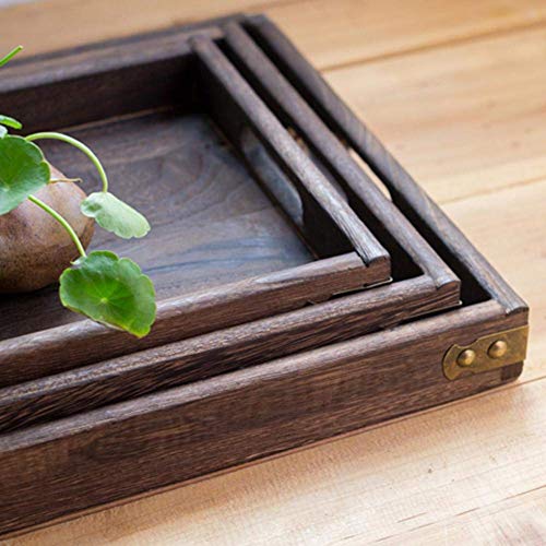 Reeseiy Bandeja De Madera Bandeja De Té De Madera Maciza Rectangular Vajilla Cena Desayuno Bandeja para El Hogar Venta De Hotel Inicio Uso Diario Producto (Color : Colour, Size : M)