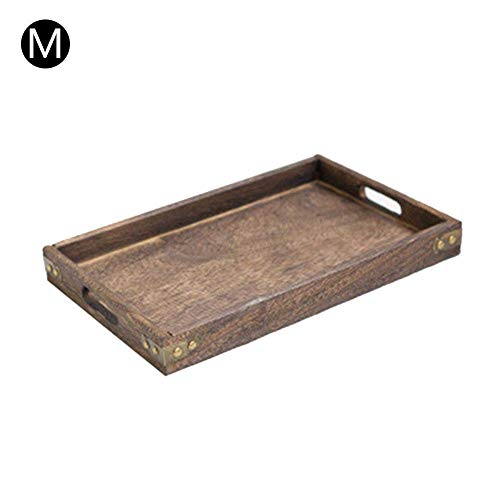 Reeseiy Bandeja De Madera Bandeja De Té De Madera Maciza Rectangular Vajilla Cena Desayuno Bandeja para El Hogar Venta De Hotel Inicio Uso Diario Producto (Color : Colour, Size : M)