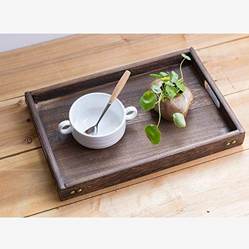 Reeseiy Bandeja De Madera Bandeja De Té De Madera Maciza Rectangular Vajilla Cena Desayuno Bandeja para El Hogar Venta De Hotel Inicio Uso Diario Producto (Color : Colour, Size : M)