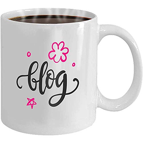 Regalo divertido de la taza de café blog caligrafía moderna aislado sobre fondo blanco