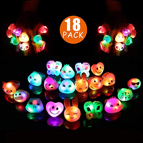 Regalos de fiesta de cumpleaños para niños con luces LED parpadeantes de gelatina, juguetes 18 bulk, regalo para niños y niñas, suministros de fiesta que brillan en la oscuridad