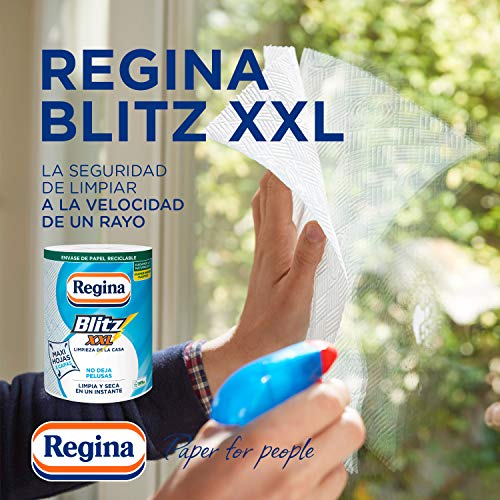 Regina Blitz XXL Papel Cocina | 8 unidades | Máxima absorbencia en cada Maxi Hoja, papel multiusos 150 hojas de 3 capas por rollo | Envase papel | Papel 100% certificado FSC®