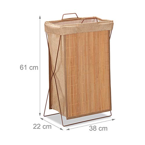 Relaxdays Cesto Ropa Sucia, Plegable, Marco de Metal con Asas, Cesto para la Colada, 40 L, 61x38x22 cm