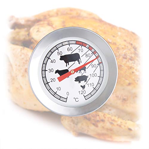 Relaxdays Einstichthermometer analog, Braten Grillthermometer, Edelstahl Fleischthermometer, 20 cm Termómetro de cocina, Analógico, Punción, Acero inoxidable, plata