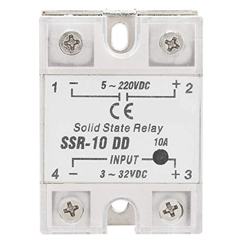 Relé de estado sólido, SSR-10 DD 10A 5-220VDC Relé de estado sólido para equipos petroquímicos, maquinaria de alimentos, maquinaria de embalaje, máquinas herramientas CNC y otros campos de control aut