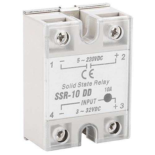 Relé de estado sólido, SSR-10 DD 10A 5-220VDC Relé de estado sólido para equipos petroquímicos, maquinaria de alimentos, maquinaria de embalaje, máquinas herramientas CNC y otros campos de control aut